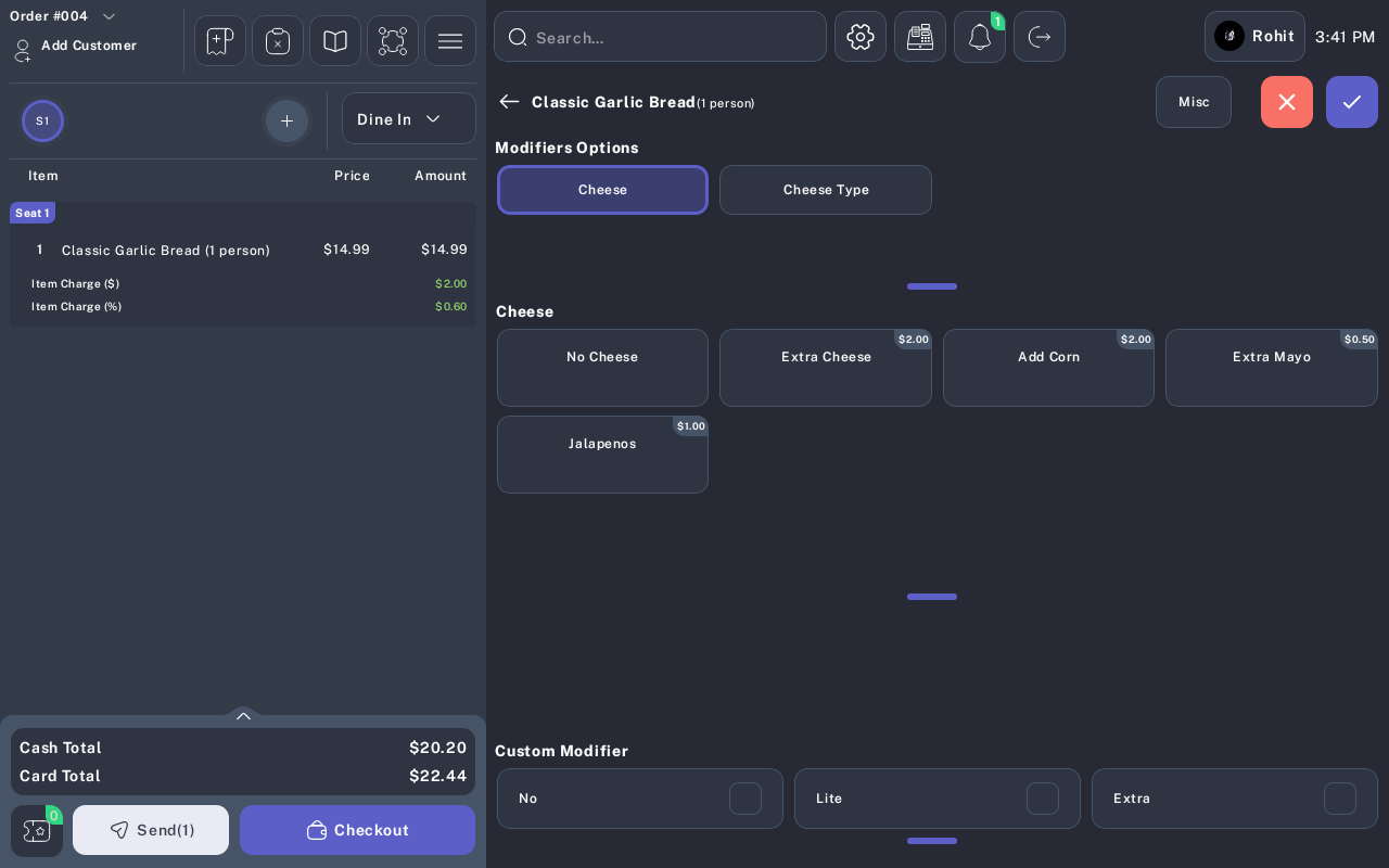 Modifier selection screen with Misc button