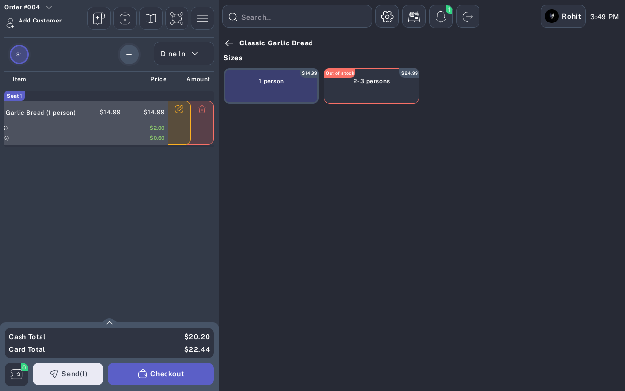 Order item edit action