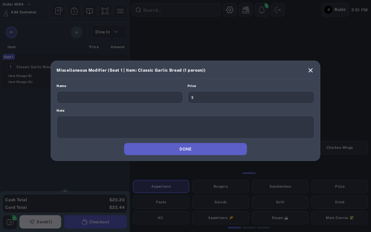 Miscellaneous Modifier dialog from edit item