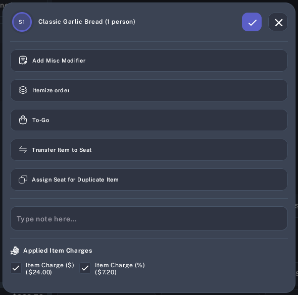 Edit item panel with Itemize order option