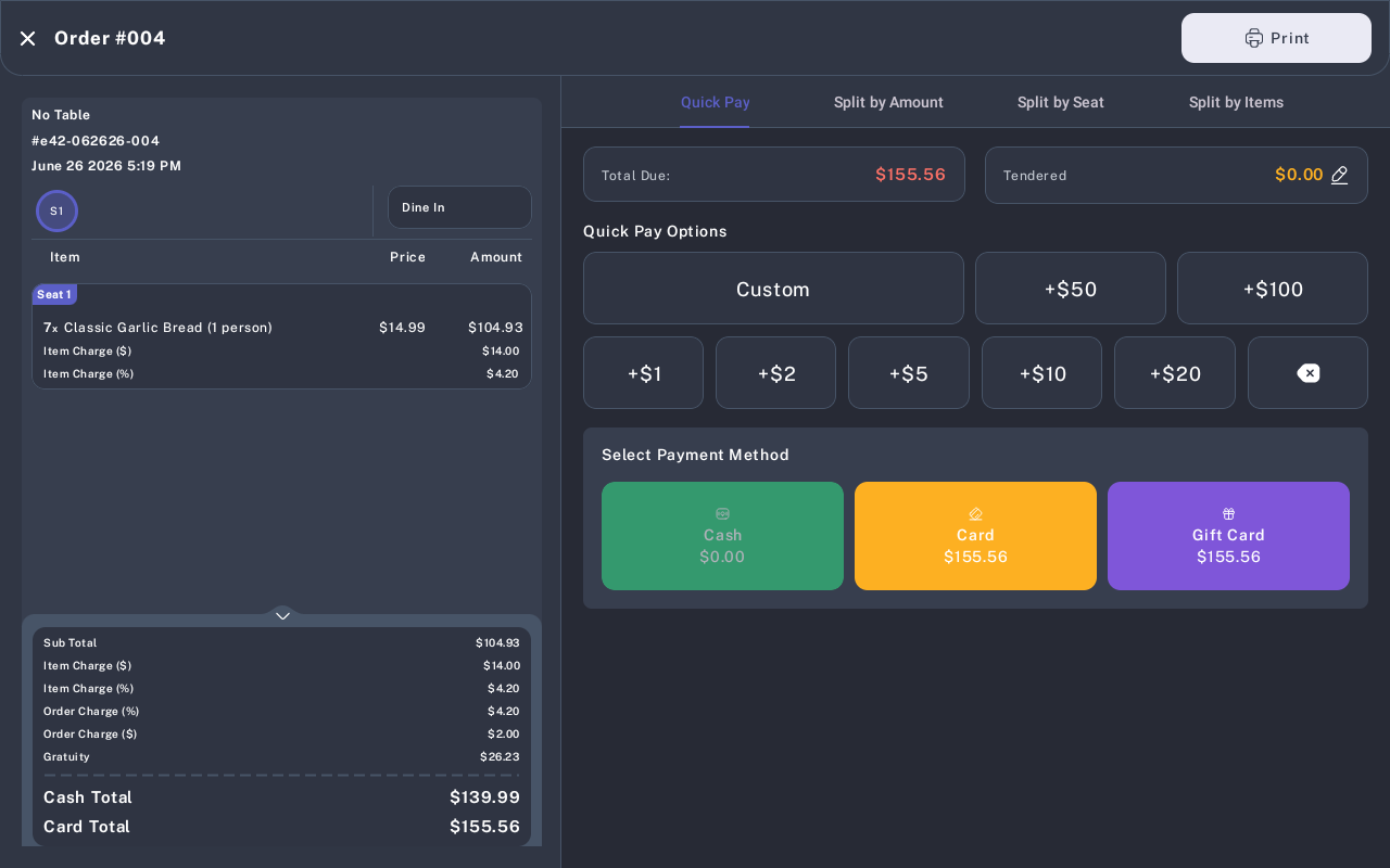 Payment screen after checkout