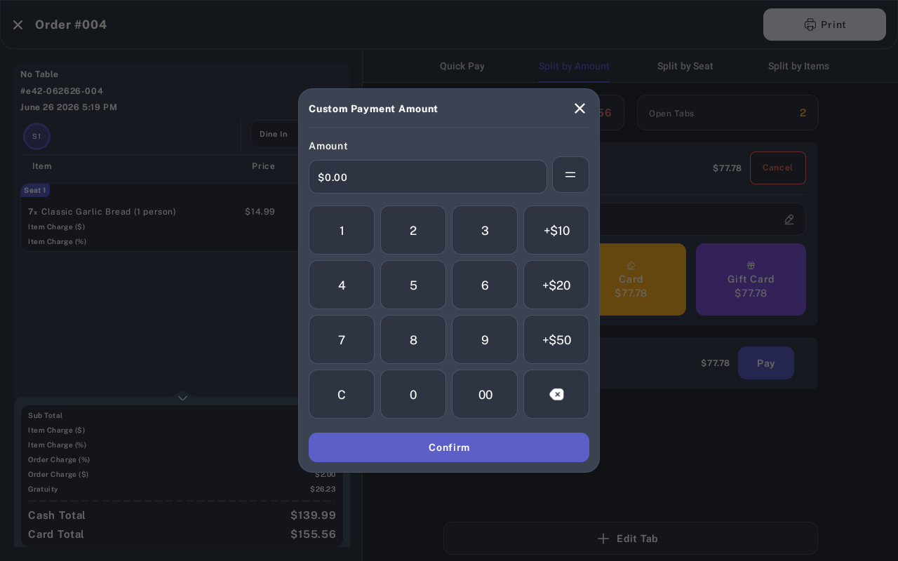 Custom Payment Amount keypad