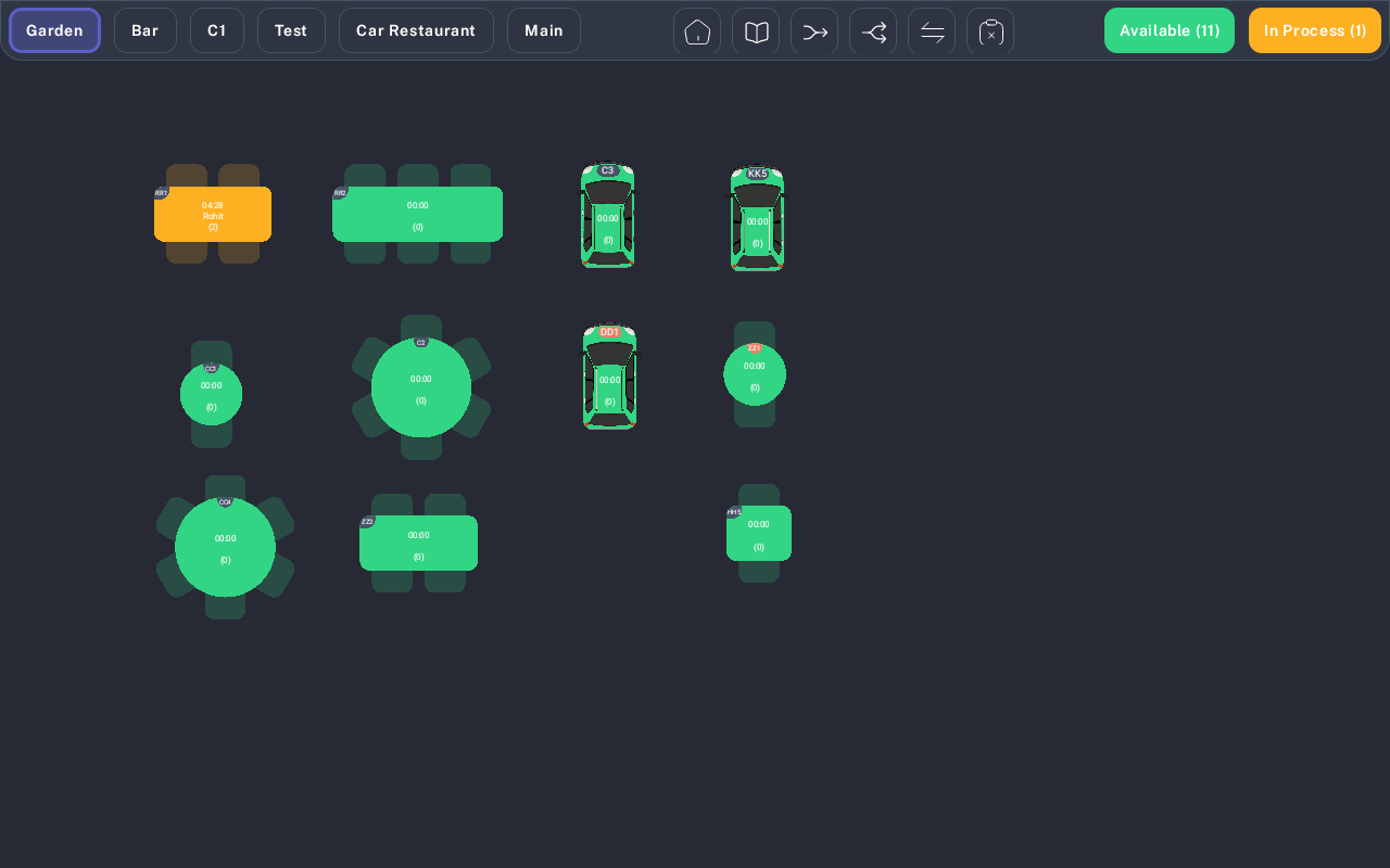 Floor plan with an in-process table
